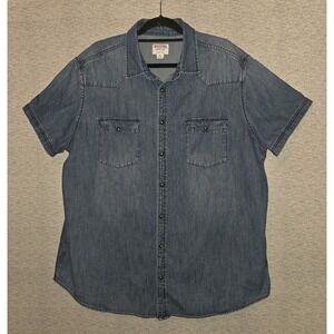 Mossimo Supply Co Denim Shirt Short Sleeve Snap Button Up Top Y2K Men's Size XXL